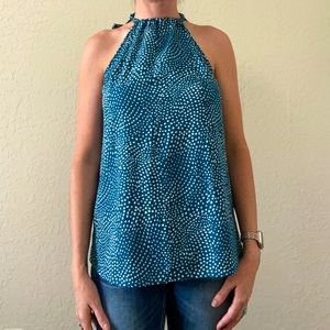 Green polka dot tie-back top